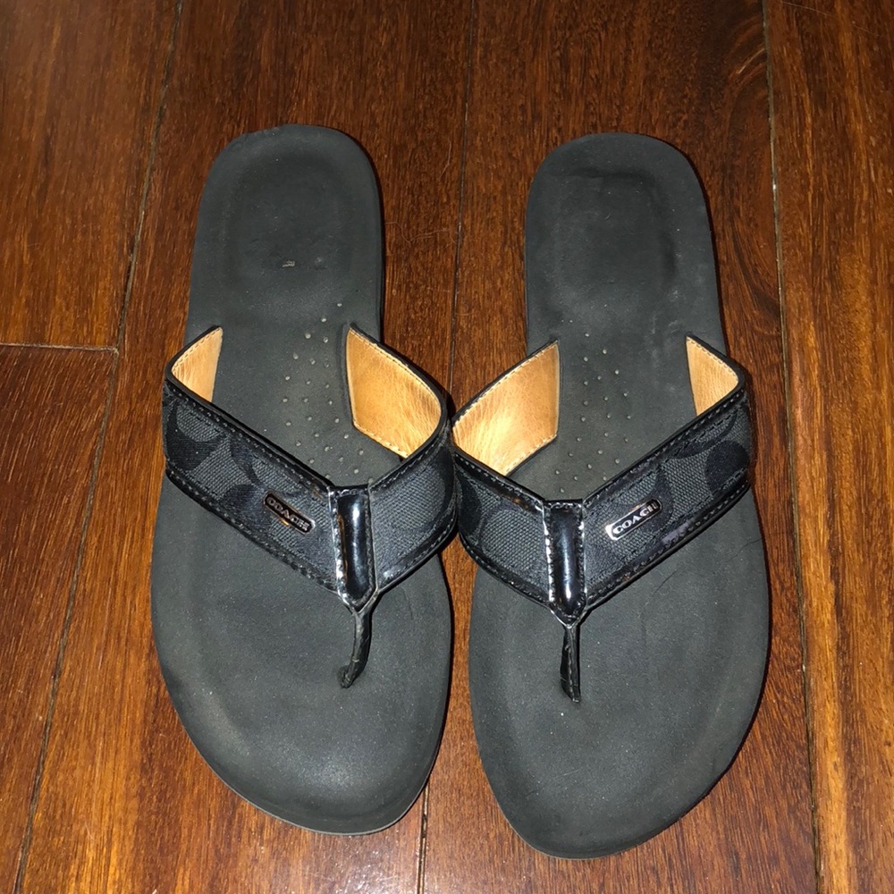 Black Coach Flip Flops